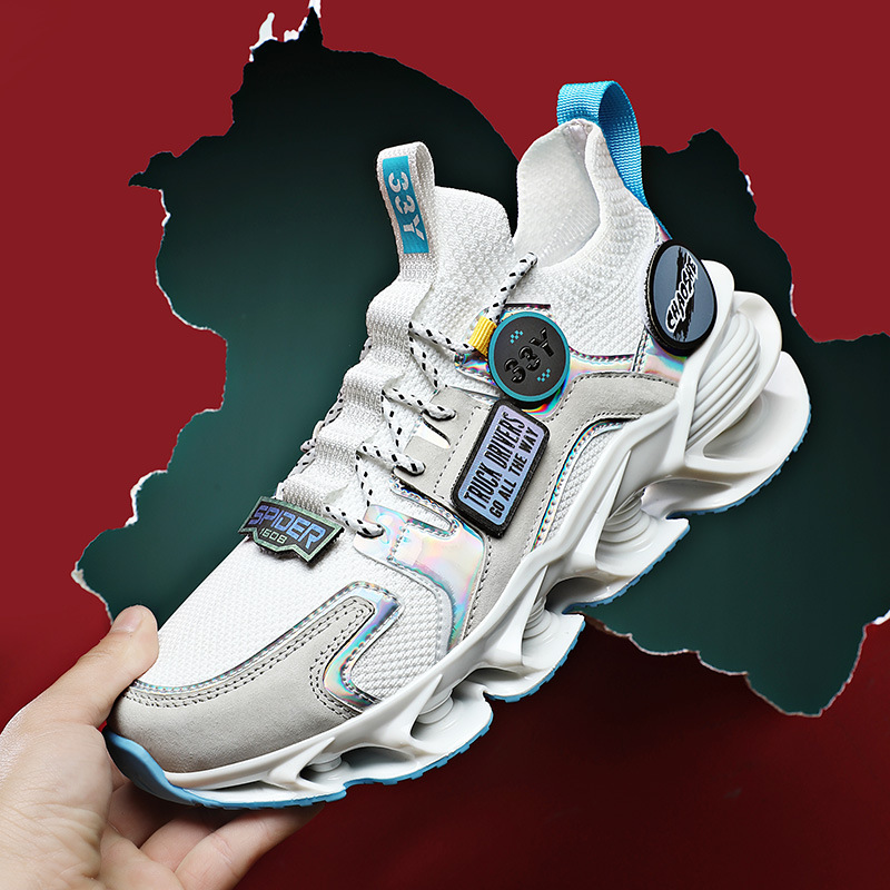 Hollow Blade Shock Absorption Sports Shoes Summer Breathable Flying Woven Casual Shoes White - Shop at LoveMi