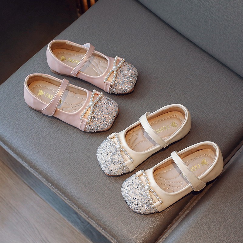 2026 Summer New Girls Pearl Leather Shoes, Elegant Chanel-style Princess Flats, Soft Sole Fashion Single Shoes For Baby Girls — foto 2