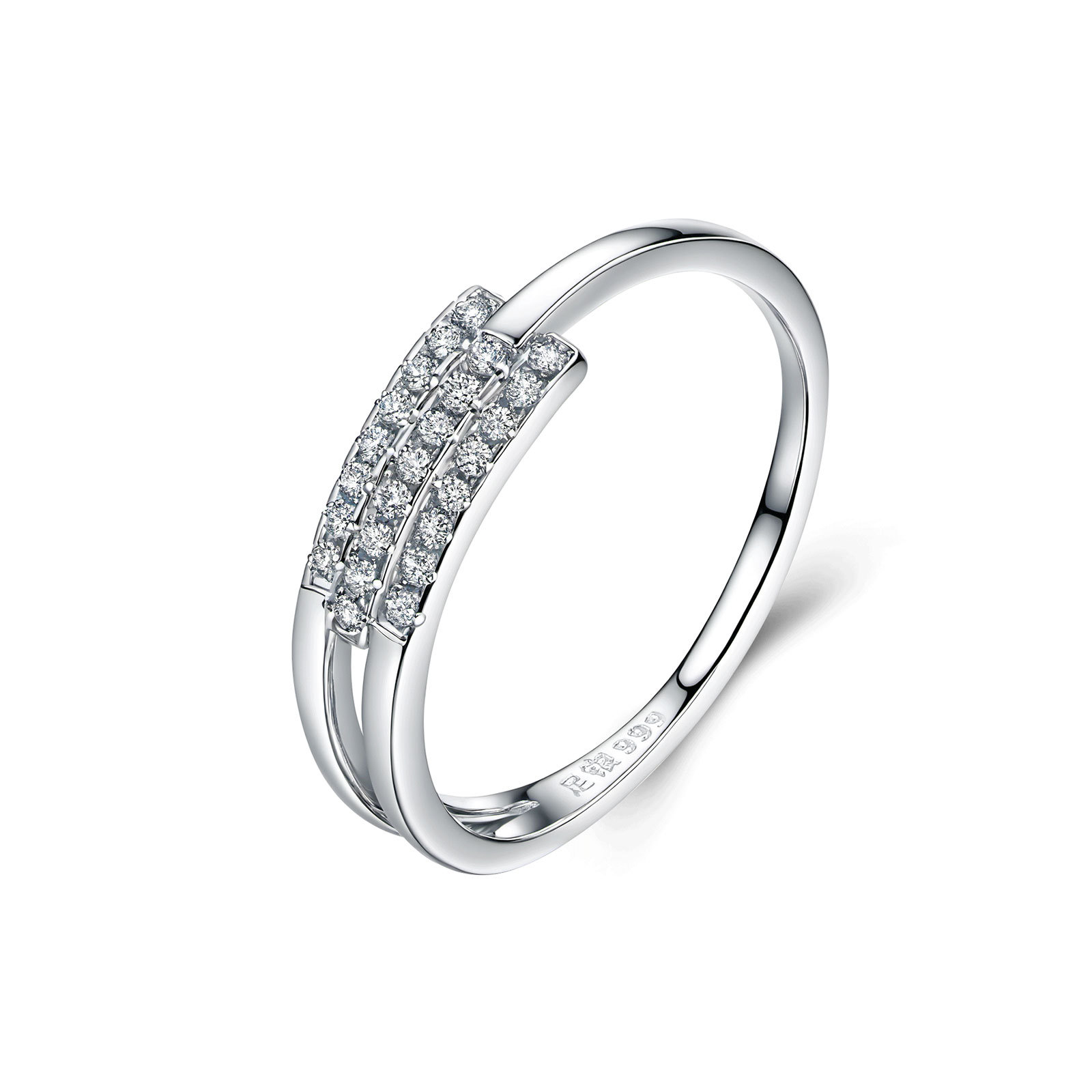 S999 Sterling Silver Three-layer Zircon Ring Cold Style Adjustable Women Band