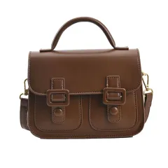 British Style Simple Women's Shoulder Messenger Bag Belt - Brown - View 1