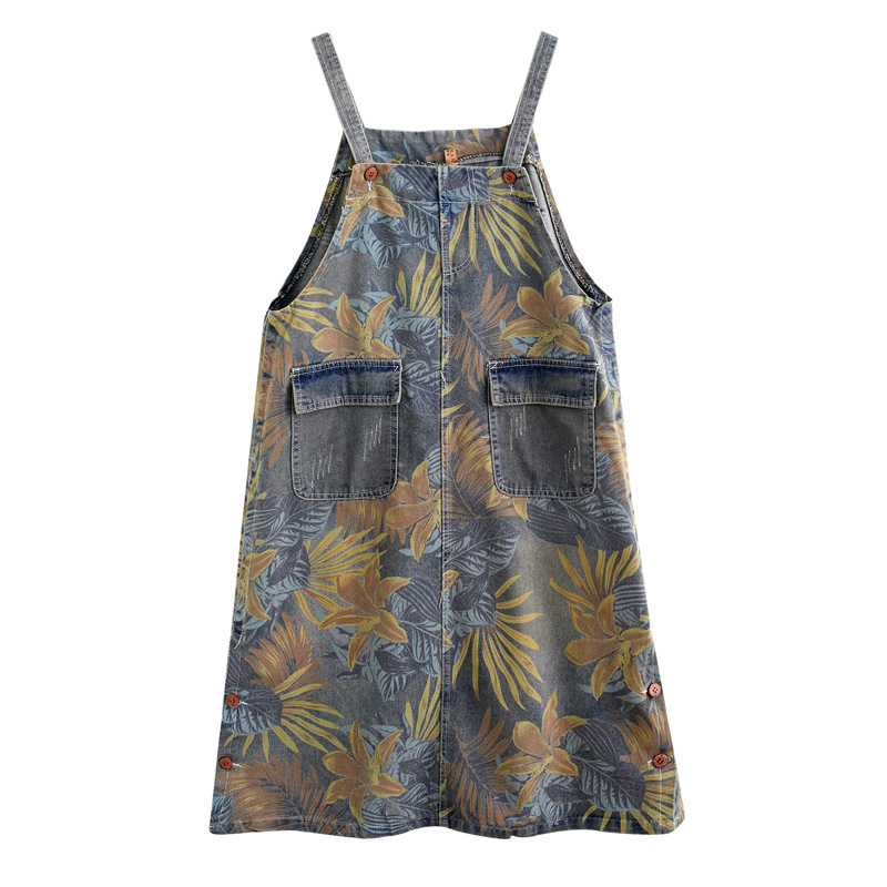 Casual Western Style Covering Meat Fashion Denim Skirt Print