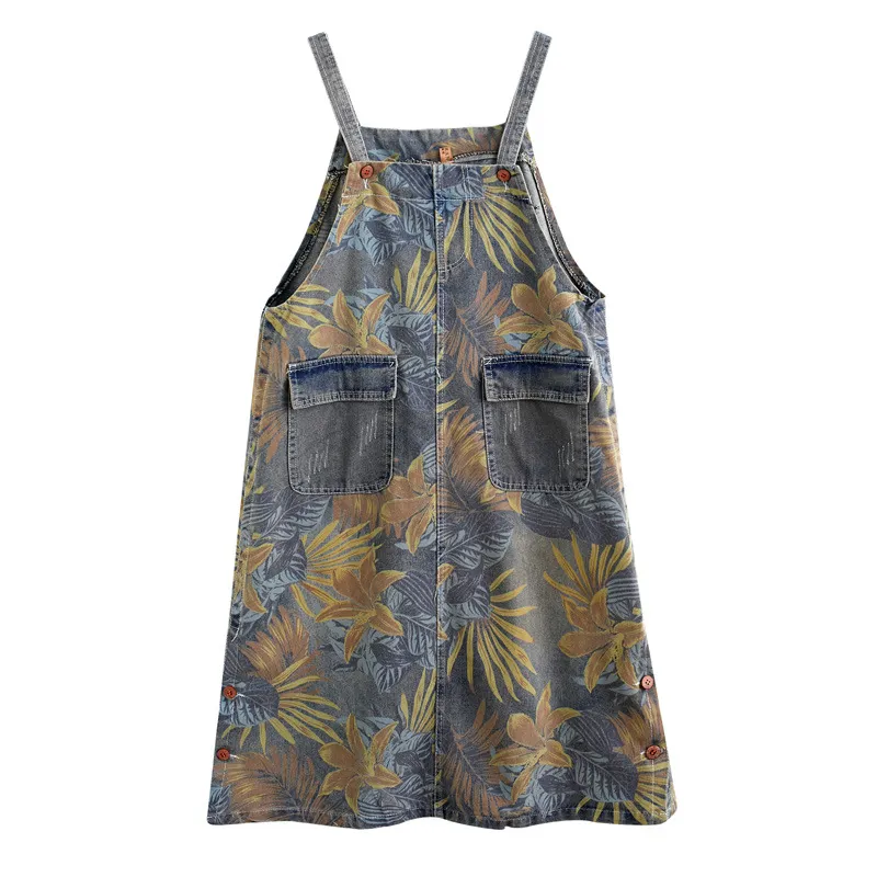 Casual Western Style Covering Meat Fashion Denim Skirt Print - Photo Color