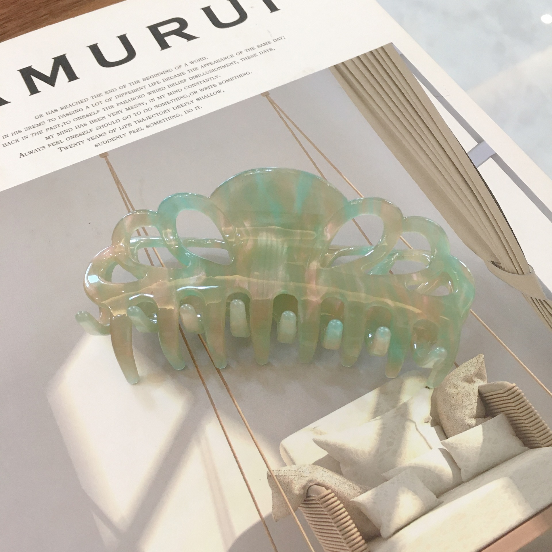 Clip Plate Hair Girl Hairpin Temperament Hollow Hair Scratch Symphony Green - Shop at LoveMi