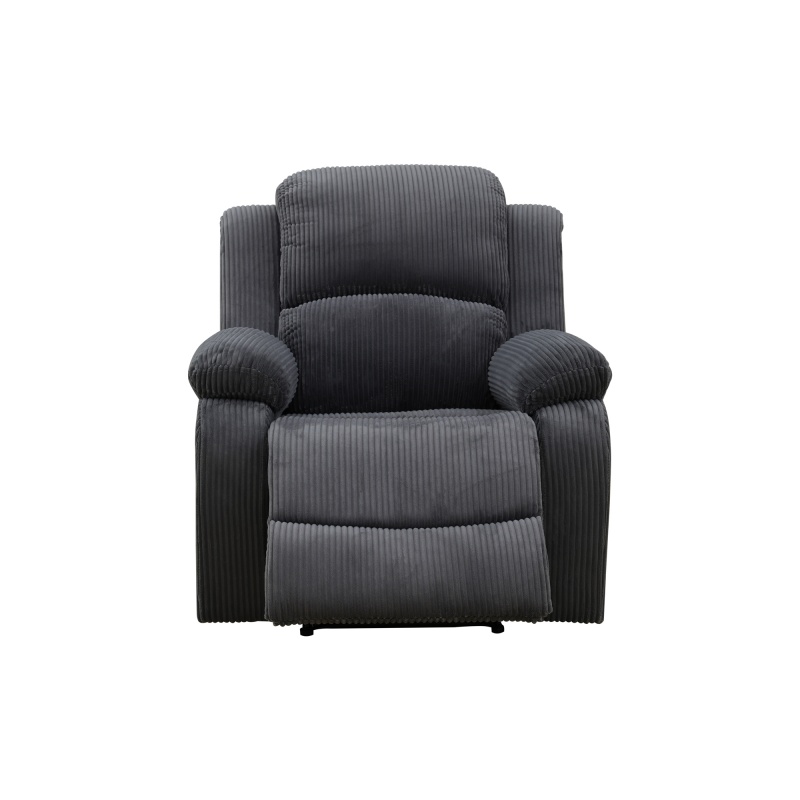 Pickup Only--Dark Grey Corduroy 3-Piece Living Room Recliner Sofa