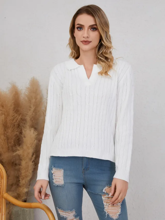 Women's Solid Color Long Sleeved Shirt White - Shop at LoveMi
