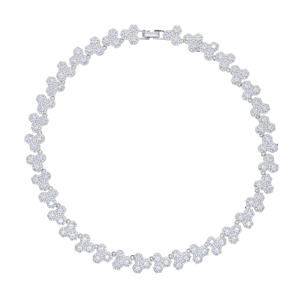 Hip Hop Honeycomb Tennis Chain Necklace Set With 5A Zircon
