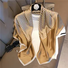 Women's New Geometric Square Scarves - Gold - View 1