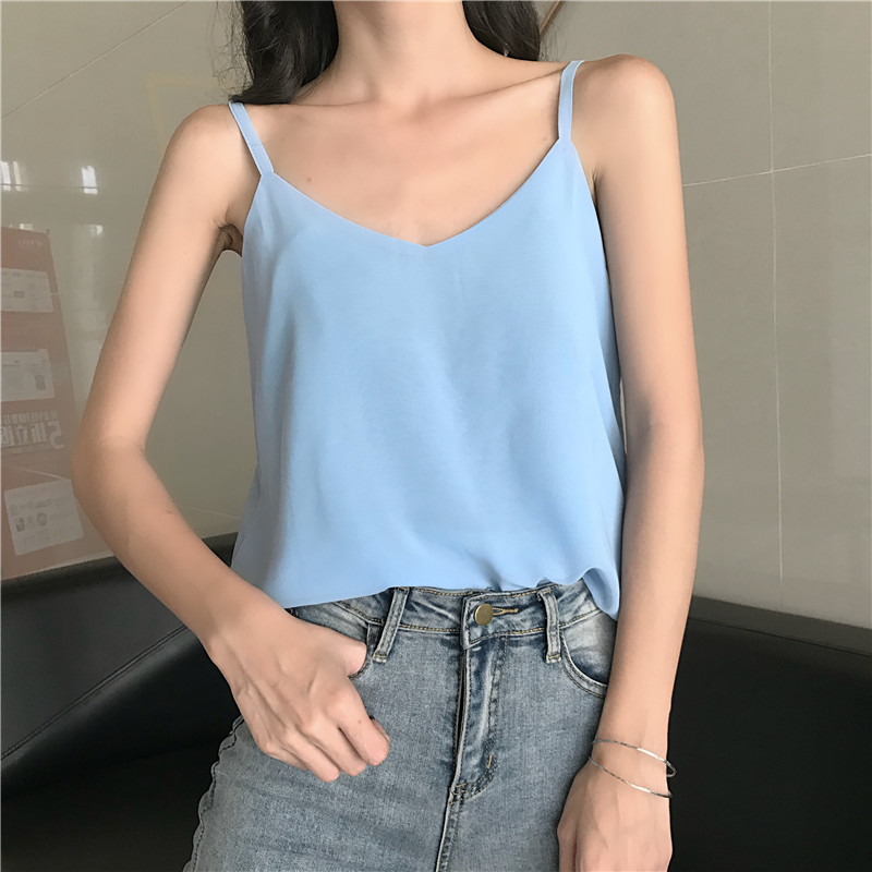 Title 6, V-neck Double Layer Chiffon Vest Sling Women Pl...