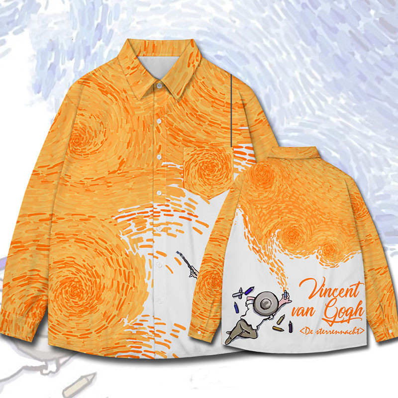 Men And Women Full Print Oil Painting Art Creative Long-sleeved Shirt