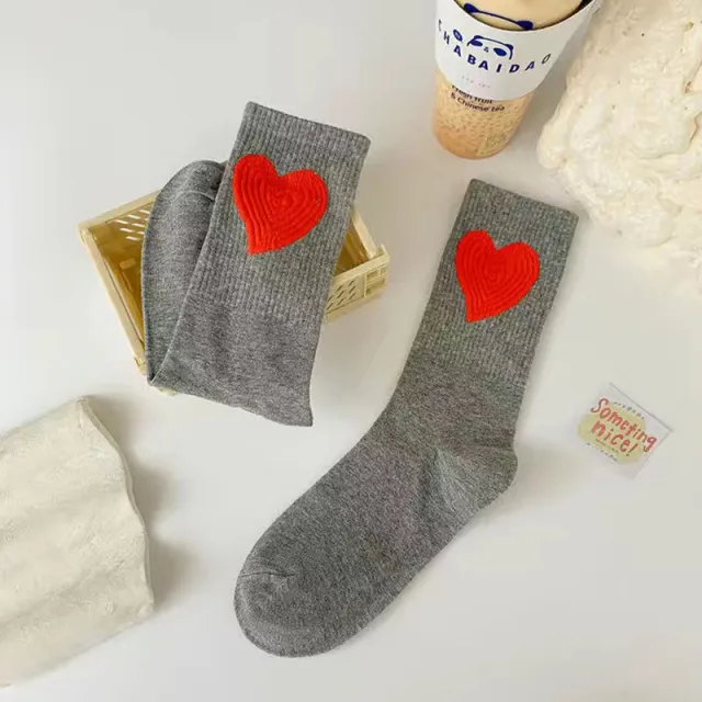 Socks Children's Ins Fashion Versatile Net Red Love Letter Socks Autumn And Winter Cotton Socks Grey - Shop at LoveMi