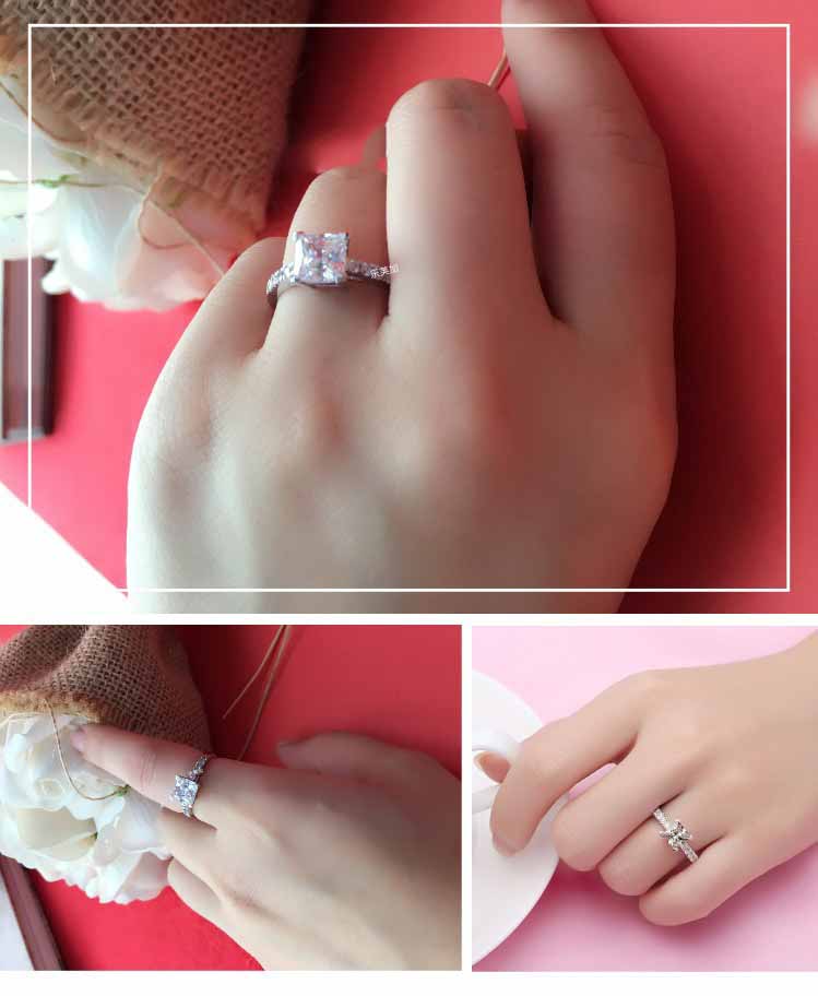Square Diamond Four-claw Square Carat Ring