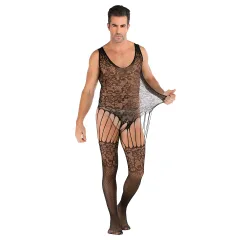 Men's Plus Size One-piece Sexy Net Dress Stockings Sexy Bodysuit - A31 - View 1
