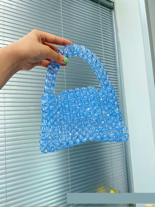 Summer Woven Female Bag Portable Small Square Bag Blue - Shop at LoveMi