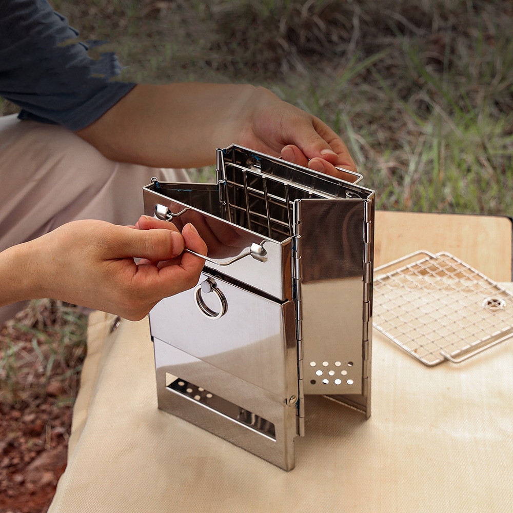 Title 6, Outdoor Square Wood Stove Mini Stainless Steel ...