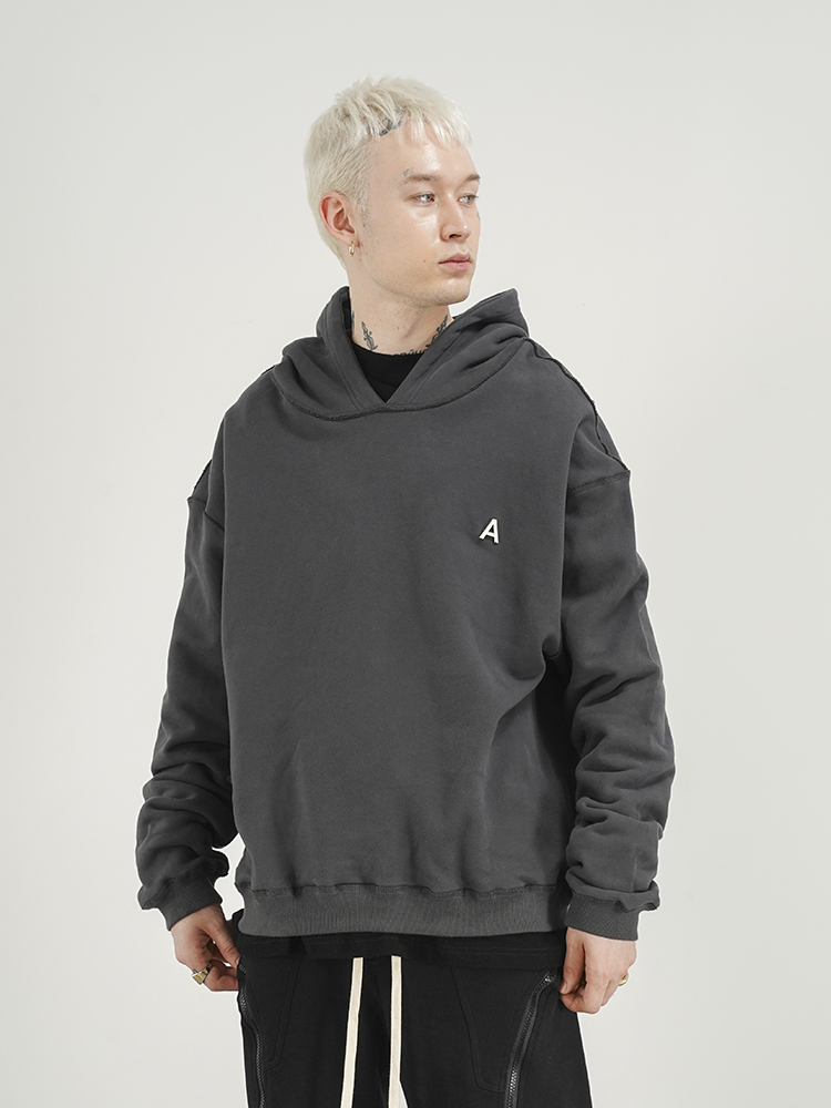 Men's Plain High Street Hooded Sweater With Reverse Car Line