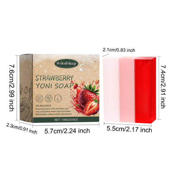 WoodSleep Strawberry Flavored Soap Gentle Cleansing, Itching, Deodorizing Body Care Soap For Women's Intimate Parts image 3