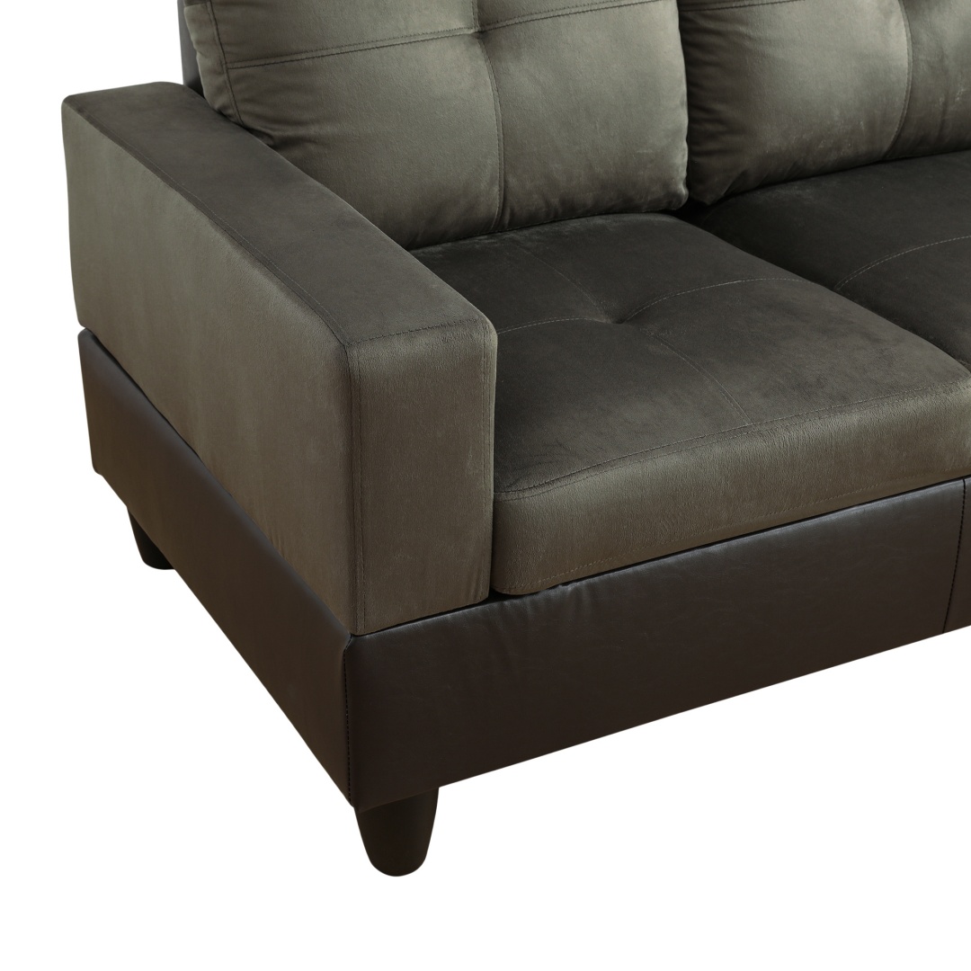 Pickup Only--Taupe Flannel And PVC 3-Piece Couch Living Room Sofa Set