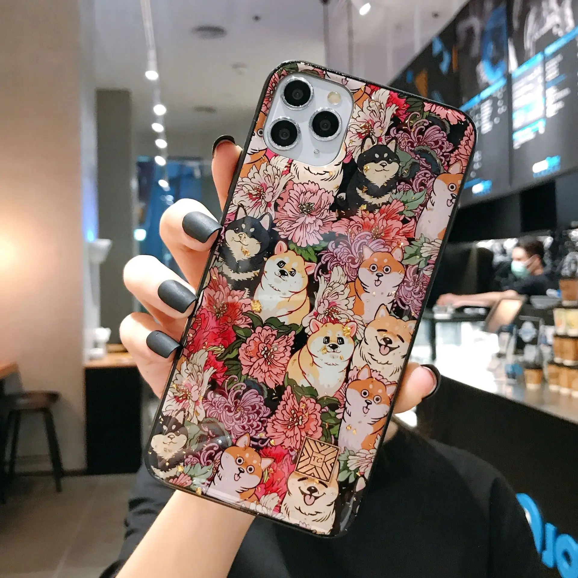 Cute Dog Gold Foil Epoxy Protective Case