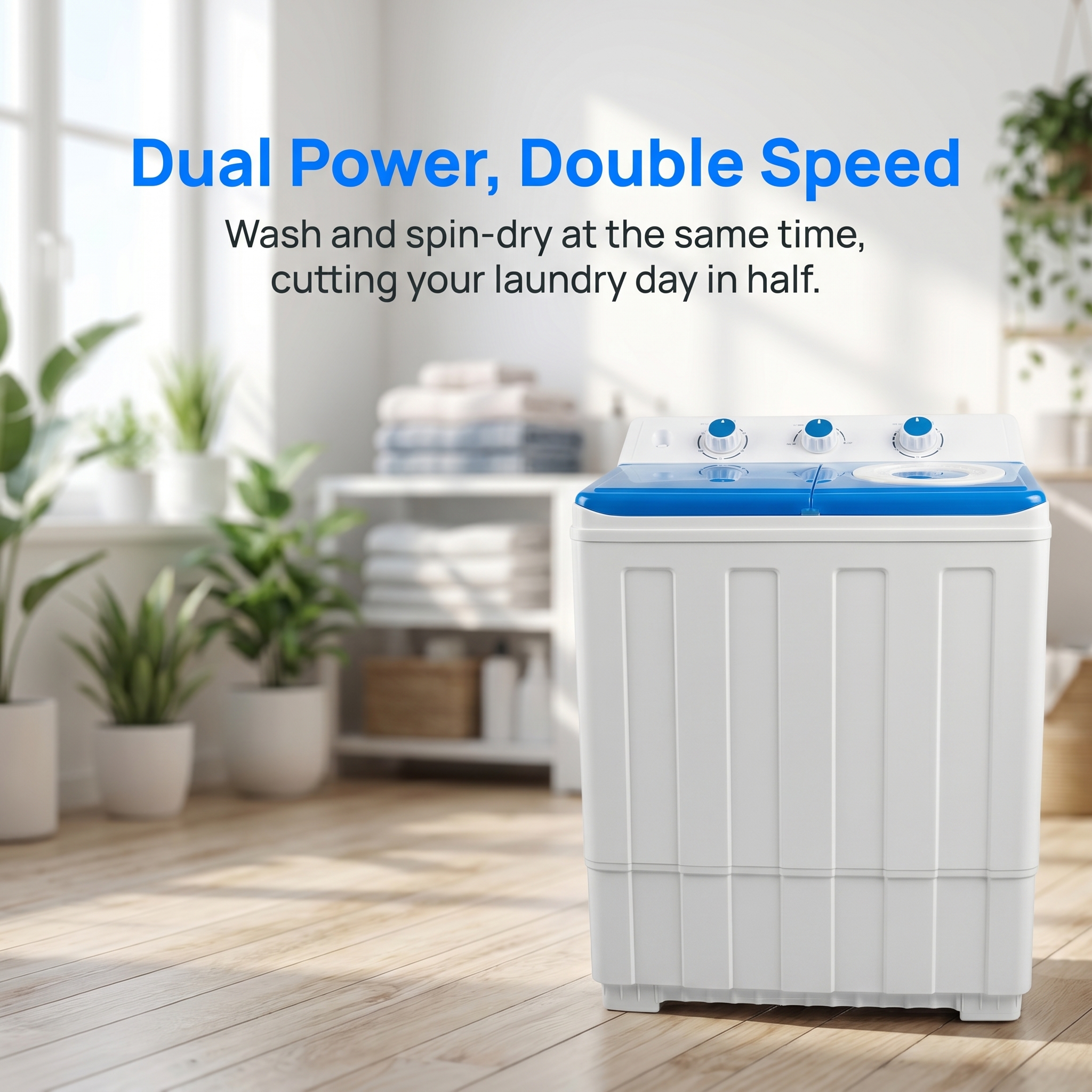 14lbs Portable Washing Machine With 9.5lbs Wash And 4.5lbs Spin, Twin Tub Washer Compact Machine With Drain Pump, Mini Portable Washer For Home, Camping, RVs, And Small Spaces, Blue