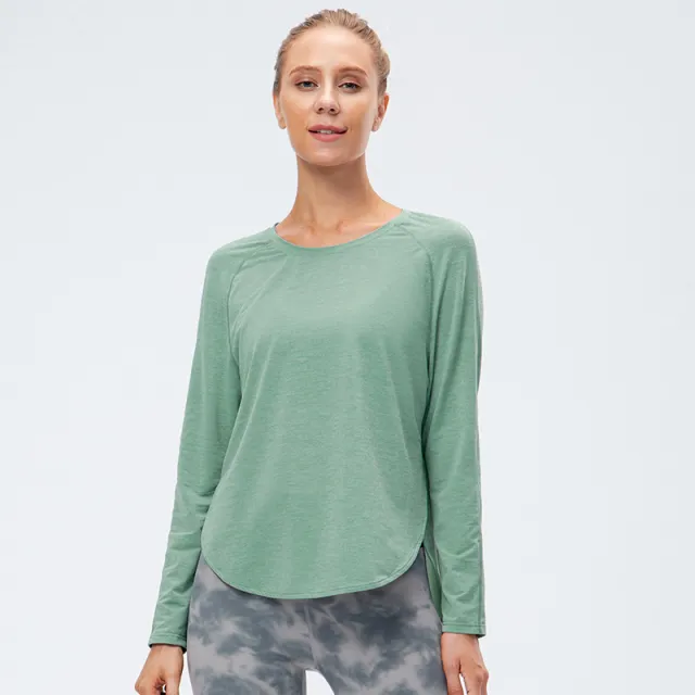 Autumn And Winter New Loose Sports Long Sleeve Women's Quick Dry Breathable Fitness Clothes Green - Shop at LoveMi