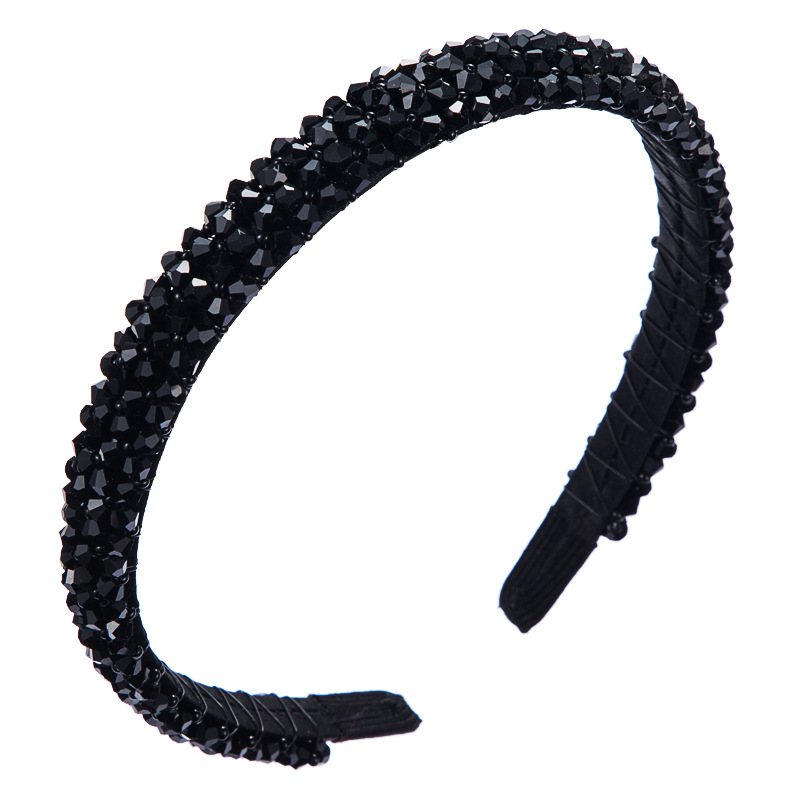 Fishing Line Beaded Fine edge Fabric Hair Band Women Black - Shop at LoveMi