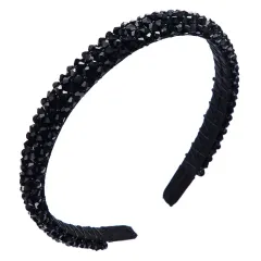 Fishing Line Beaded Fine-edge Fabric Hair Band Women - Black - View 1