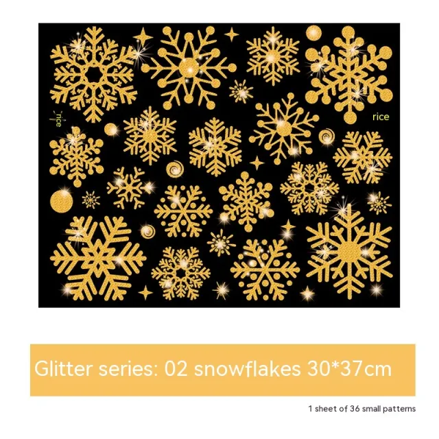 Glitter Decorative Wall Stickers Christmas Stickers Snowflake 02 - Shop at LoveMi