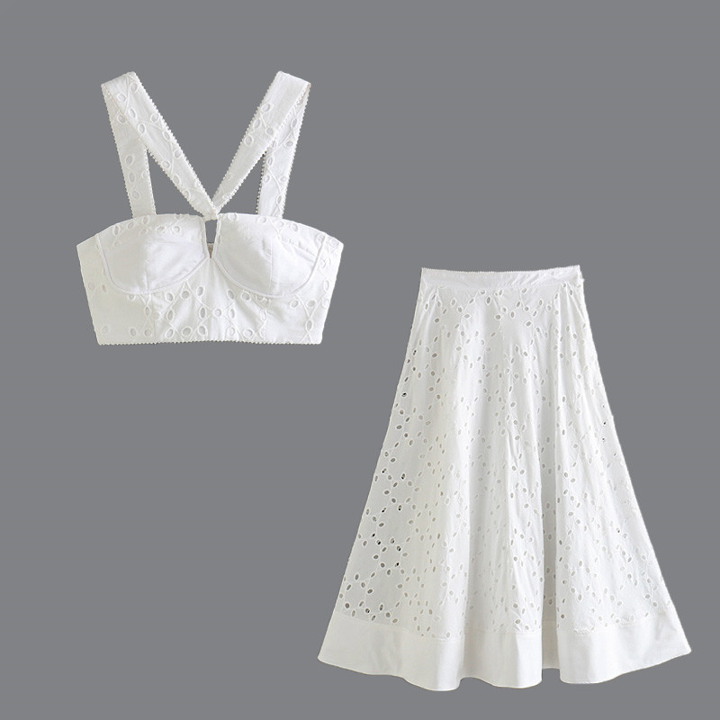 Hollow Embroidered Bra Suspender Embroidered A-Line Suit — image 1