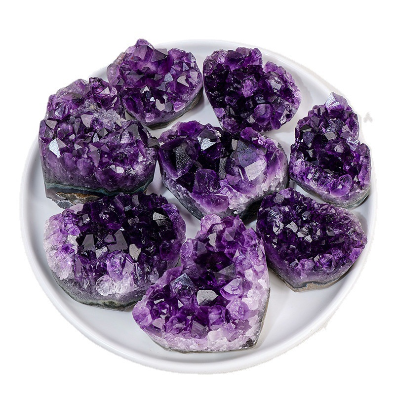 Purple Water Crystal Cluster Love Decoration Piece Raw Stone Ore Specimen Heart — foto 3
