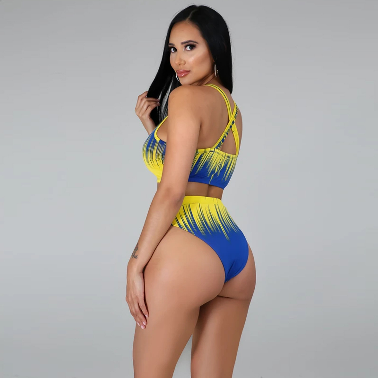 New Swimsuit Print Split Triangle Bikini Three-piece Set - Image 4