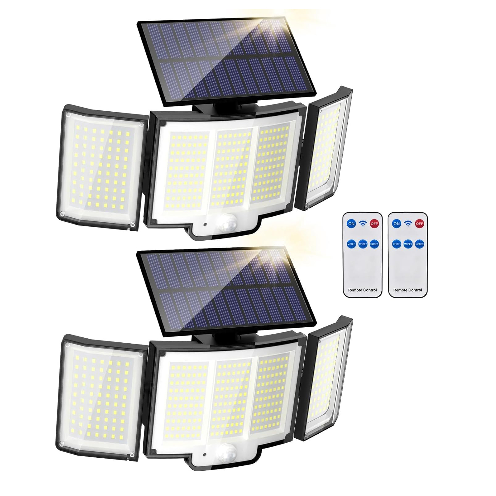 1,2 Pack Solar Lights Outdoor 348 LED Motion Sensor Lights With Remote Control  3 Head Waterproof — foto 29