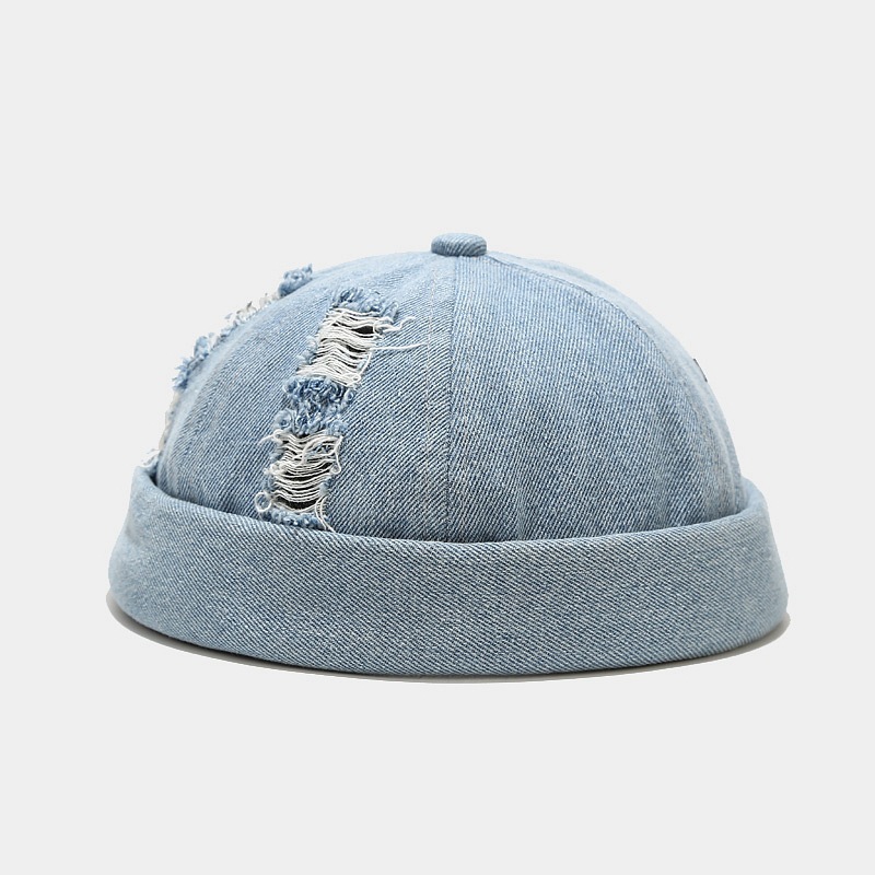 Summer Men's Single-color Light Board Foldable Frayed Washed Vintage Retro Casual Style No-visor Landlord Hat, Suitable For Daily Outdoor Use