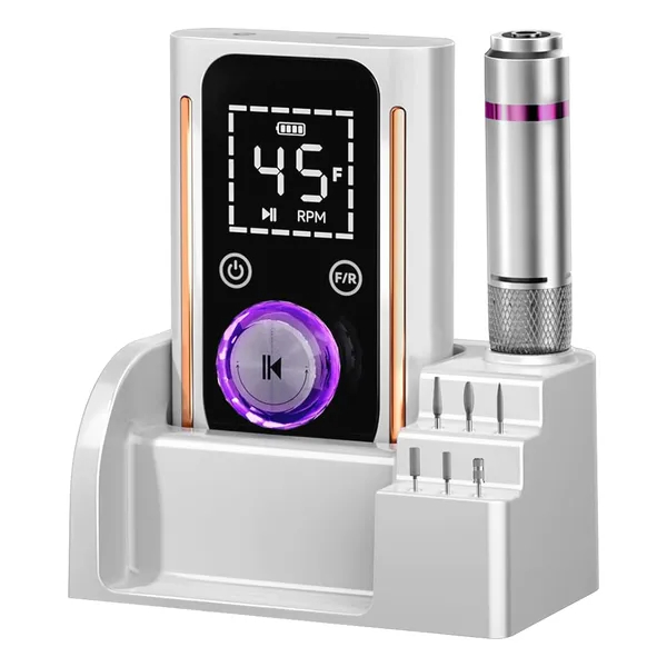 Portable Electric Nail Drill Bit 45000 RPM With 11 Bits Base Waist Clip Cordless Rechargeable Nail File Machine For Professional Salon Home Acrylic Nails Remove Nail Gel Polish Manicure 5