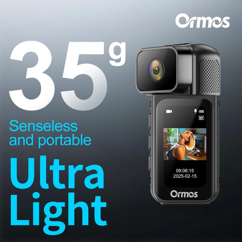 Ormos Mini Action Camera With 180 Degree Rotating Lens - 2.7K Ultra HD Thumb-Sized Camera, Magnetic Mount, WiFi APP Control, Portable Wearable Camera For Outdoor Sports & Daily Vlogging