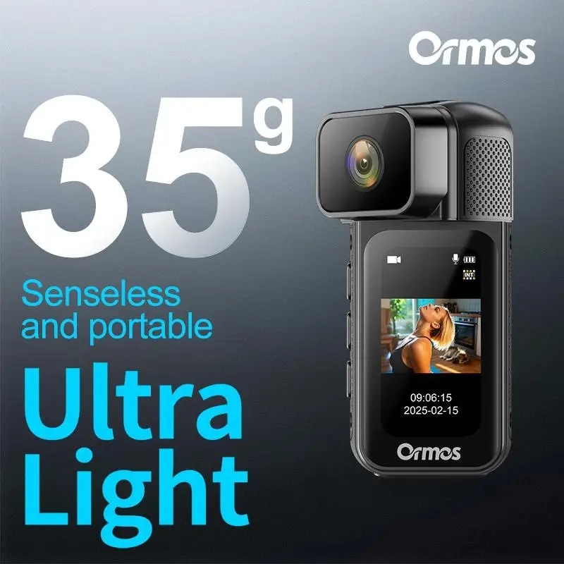 Ormos Mini Action Camera With 180 Degree Rotating Lens - 2.7K Ultra HD Thumb-Sized Camera, Magnetic Mount, WiFi APP Control, Portable Wearable Camera For Outdoo