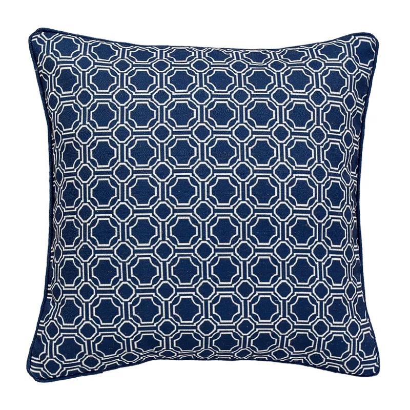 Park Cotton And Linen Pillow Cushions Are Light And Extravagant - Blue And White Geometry C