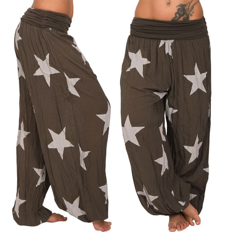 Women's Star Print Solid Color Harem Pants