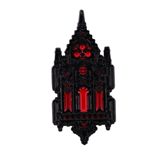 Gothic Style Church Brooch Mysterious Building Badge Black - Shop at LoveMi