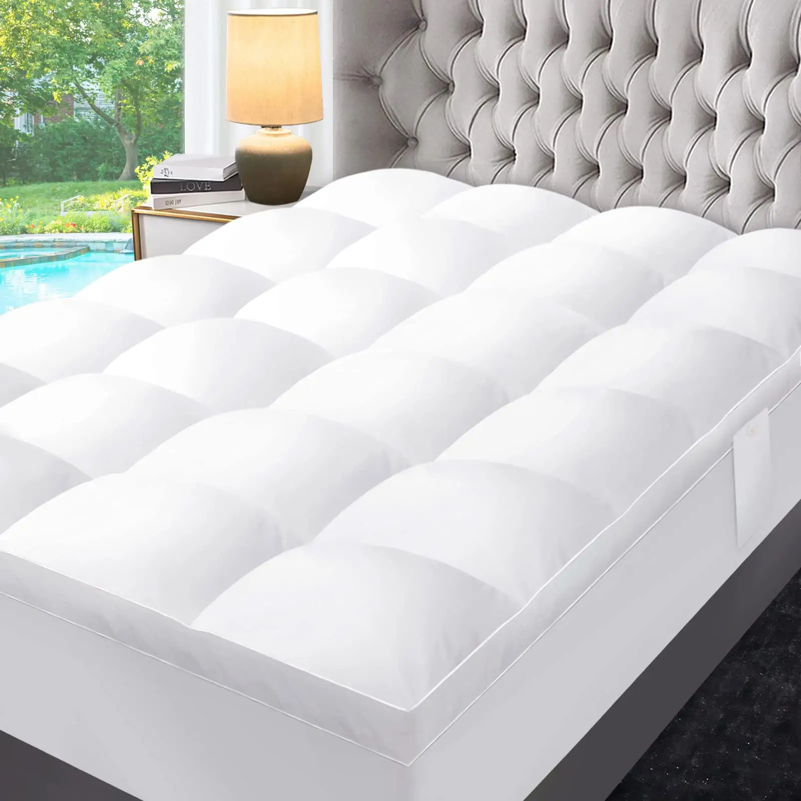 Ultra-Soft Quilted Cooling Mattress Topper Pad, Pillow