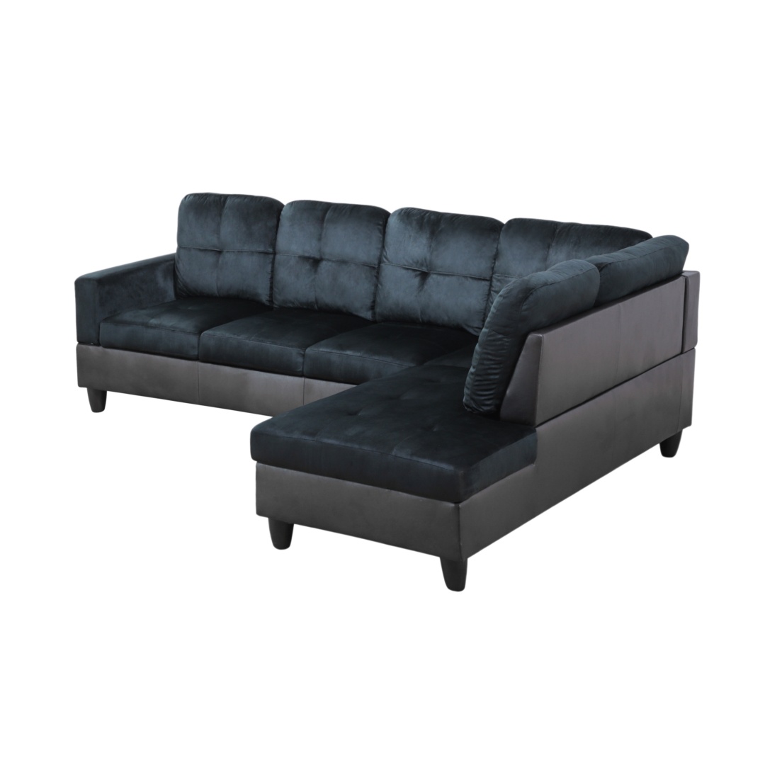 Pickup Only--Dark Blue And Brown Color Lint And PVC 3-Piece Couch Living Room Sofa Set