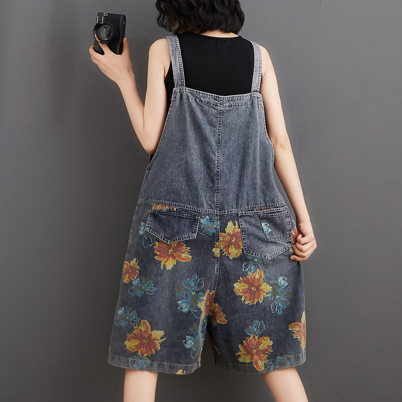 Title 4, Casual Oversized Denim Printed And Washed Overa...