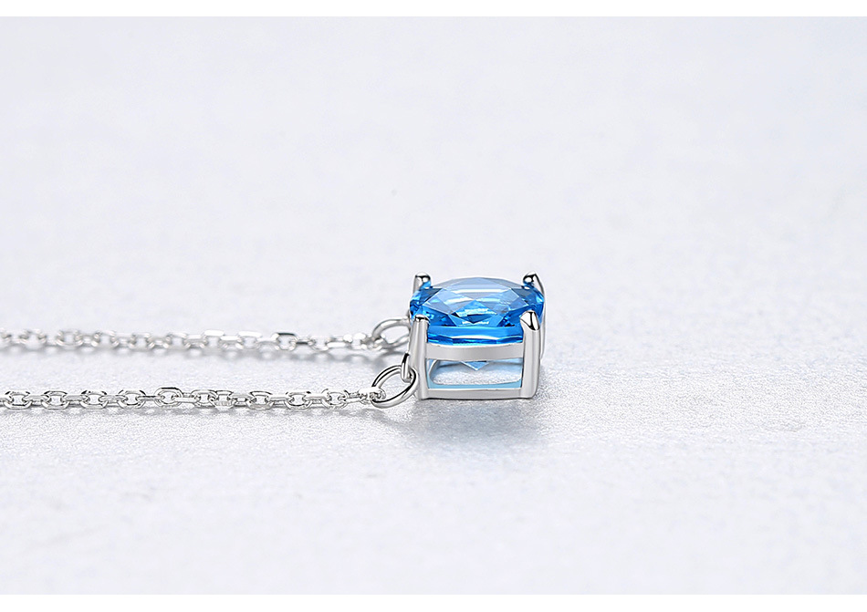 Title 3, 925 Silver Pendant Silver Blue Crystal Korean S...