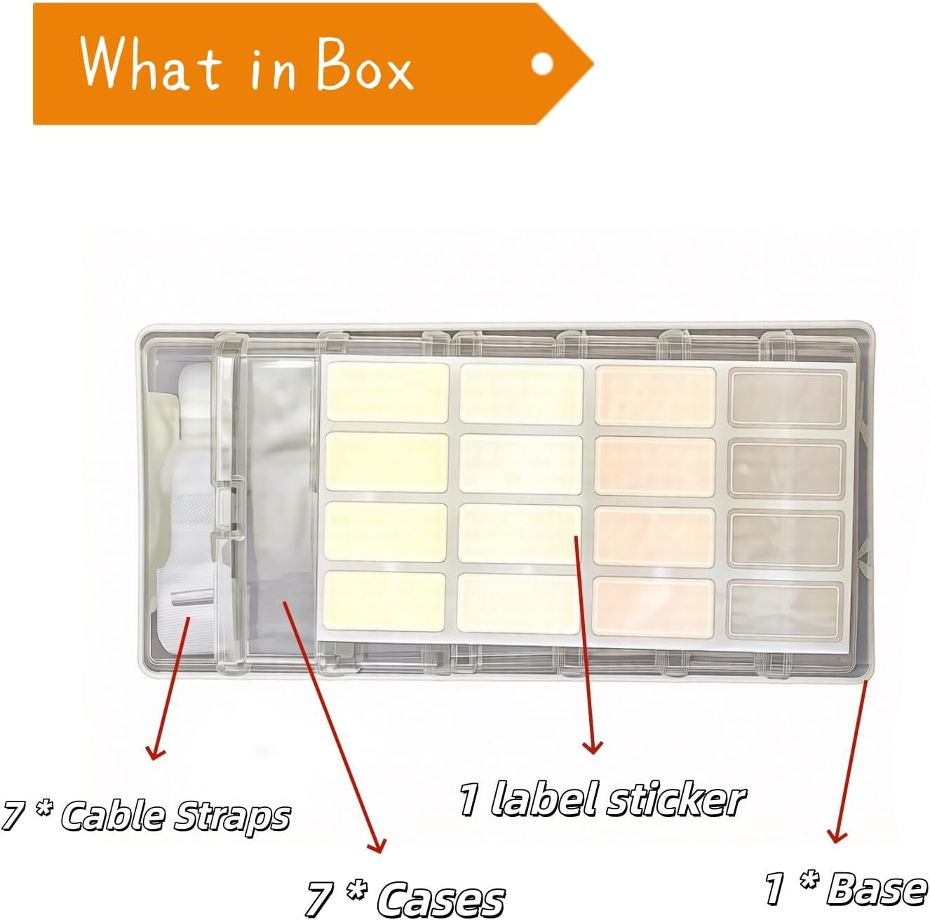7 Case Cable Storage Box With Cable Straps And Label Stickers, Travel Cord Organizer For USB Wires, Chargers And Earphones