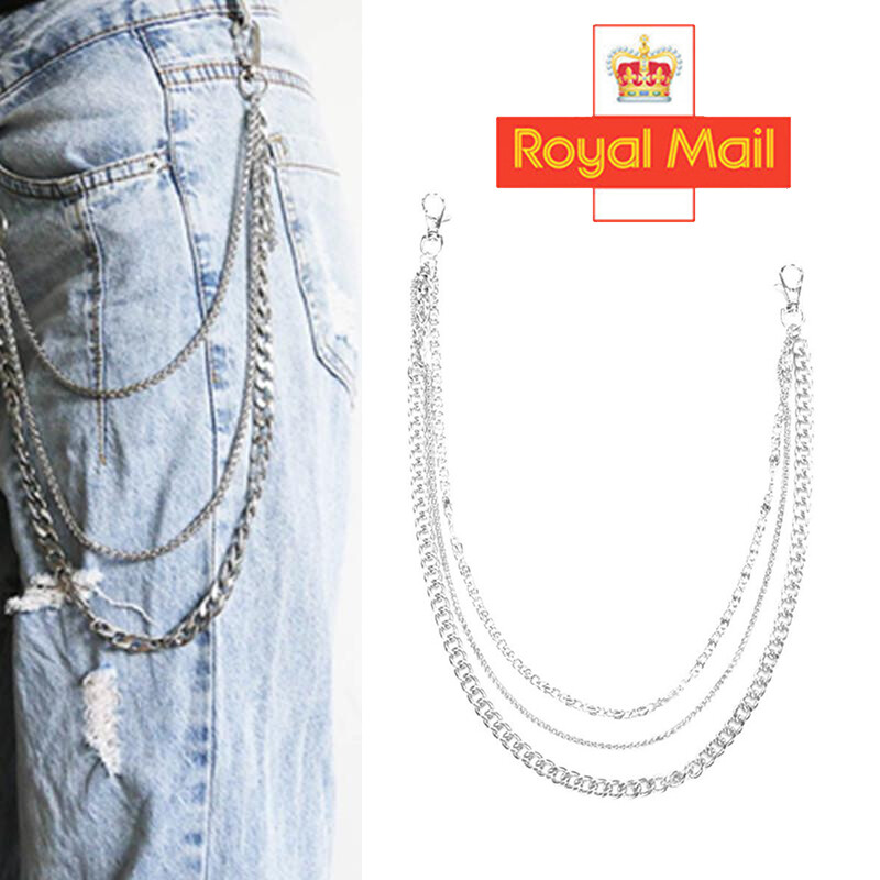 3 Layers Jeans Trousers Key Chain Rock Chains Pants Body Metal Belt Punk Style