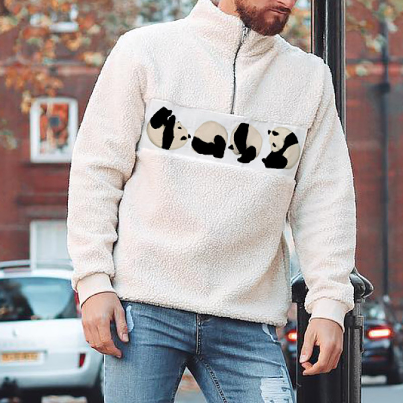 Plush Fleece Sweater Men'S Hooded Loose Trend Top