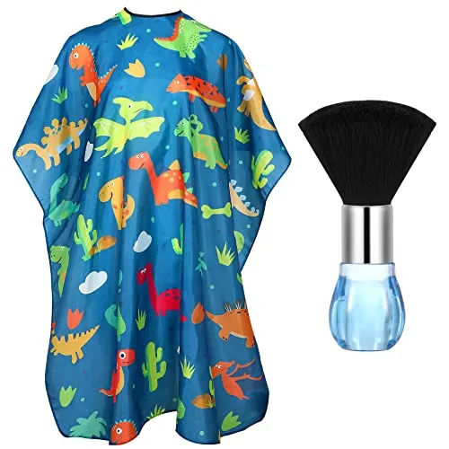 Children's Haircut Apron, Professional Hair Salon Cutting Apron, With Neck Cleaning Brush And Adjustable Buckle For Adults, Cartoon Dinosaur Patter... Cartoon Dinosaur Pattern - Shop at LoveMi
