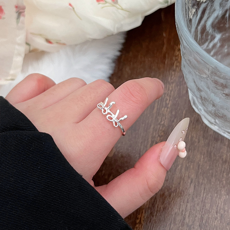 Anti-discoloration S925 Silver Open Band Vintage Elegant Female Plain Ring