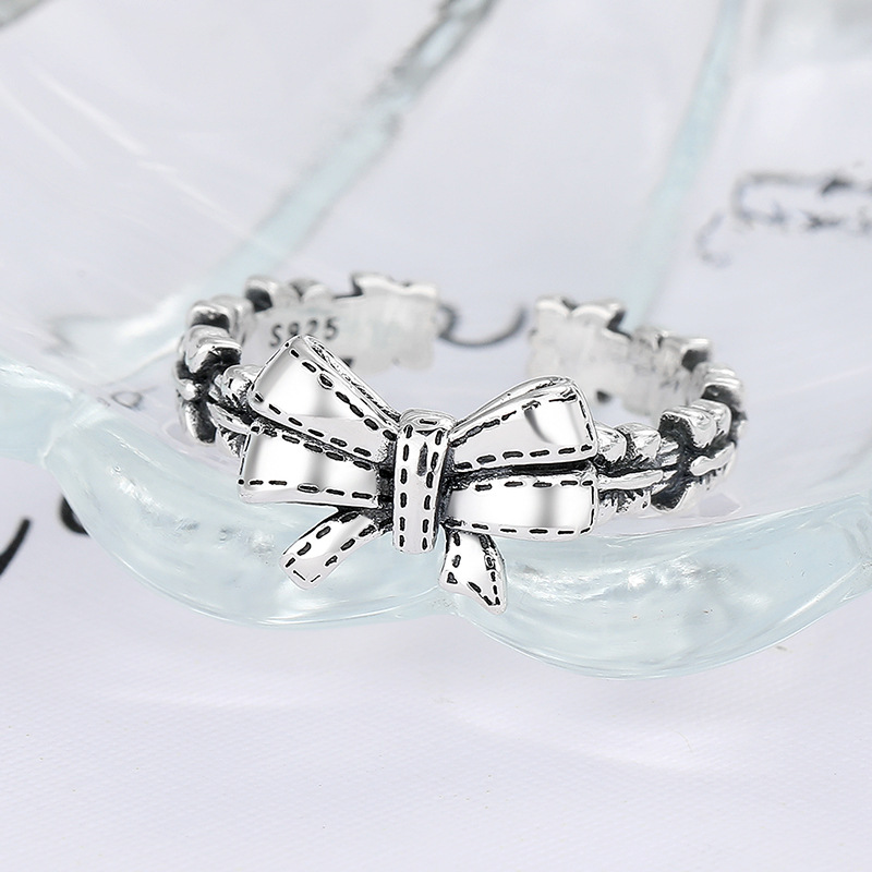 Sterling Silver Retro Retro Bow-shaped Ring