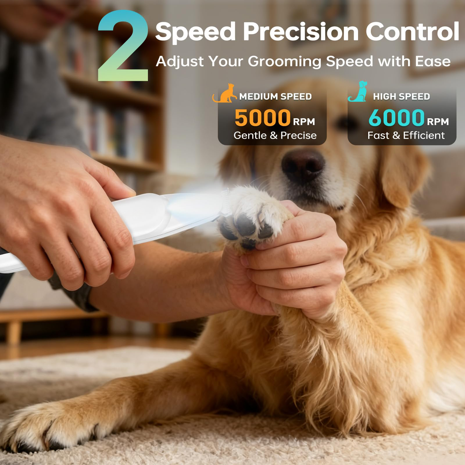 Upgrade Dog Paw Trimmer, Cordless Pet Clippers For Dogs Cats With LED Light Low Noise, Dual-Speed, IP68 Waterproof, 0.7inch Safe Blade Dog Grooming Clippers For Paws, Ears, Face, Rump, USB-C Rechagebl — image 1
