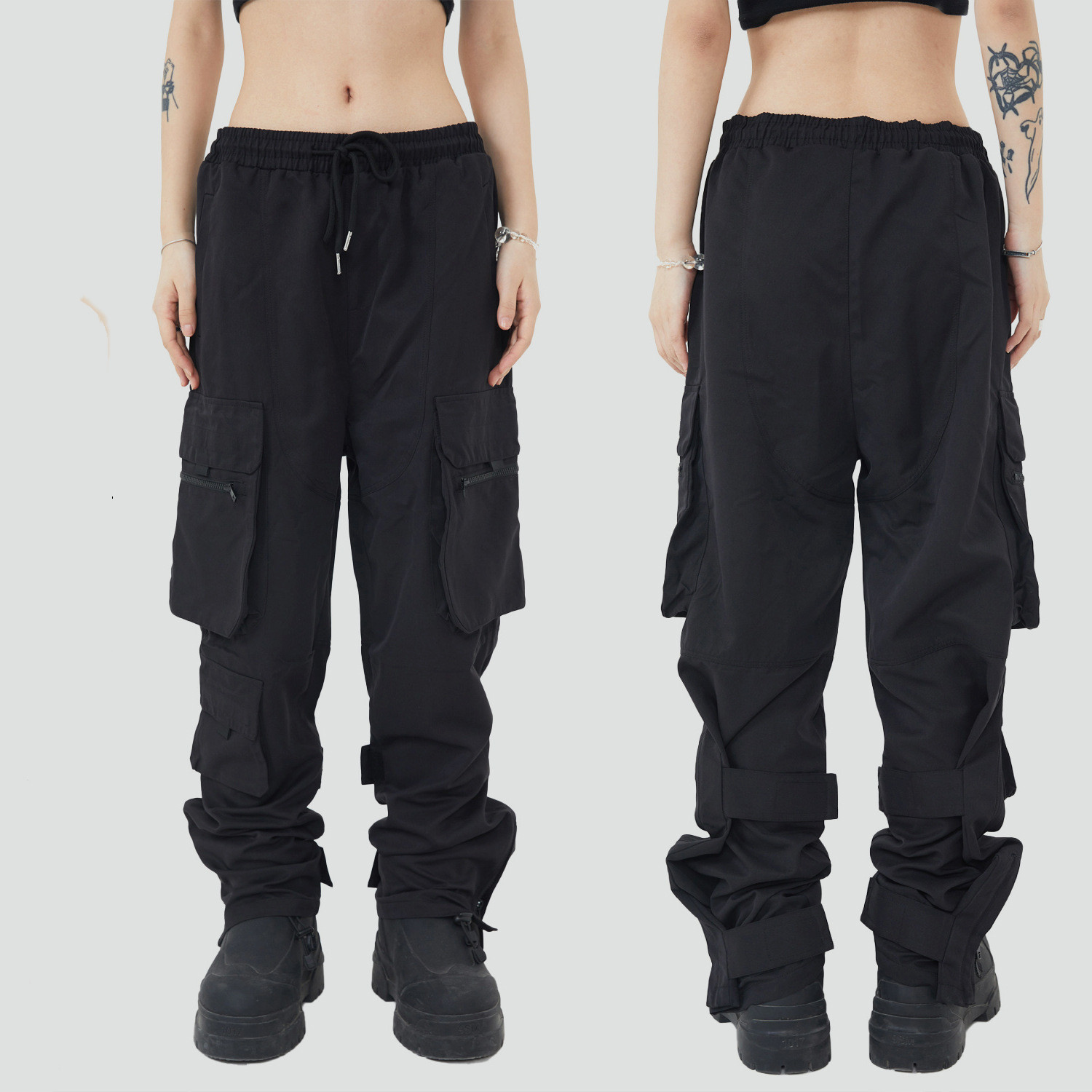 Large Side Seam Pocket Functional Windproof Loose Straight Casual Trousers